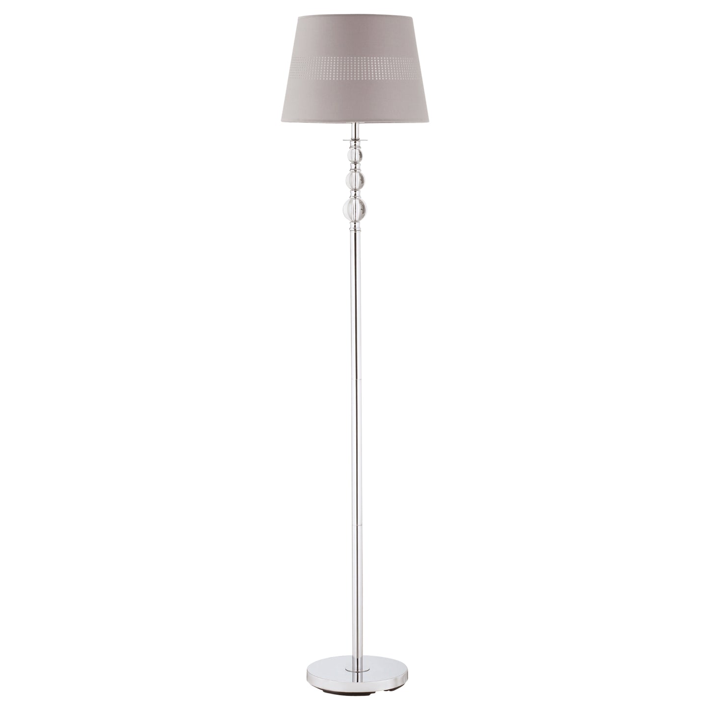 Floor Lamp with Hollow Out Fabric Shade, Chrome Base, Elegant Decoration for Bedroom, Living Room, Study, Grey