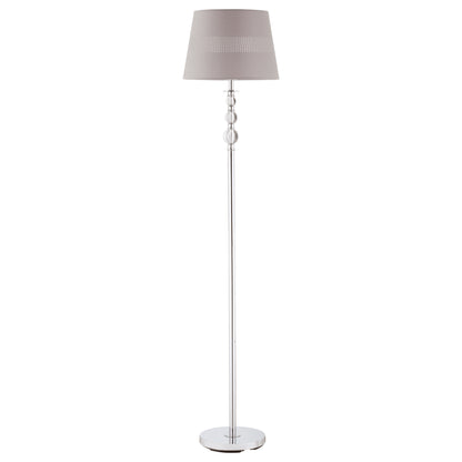 Floor Lamp with Hollow Out Fabric Shade, Chrome Base, Elegant Decoration for Bedroom, Living Room, Study, Grey