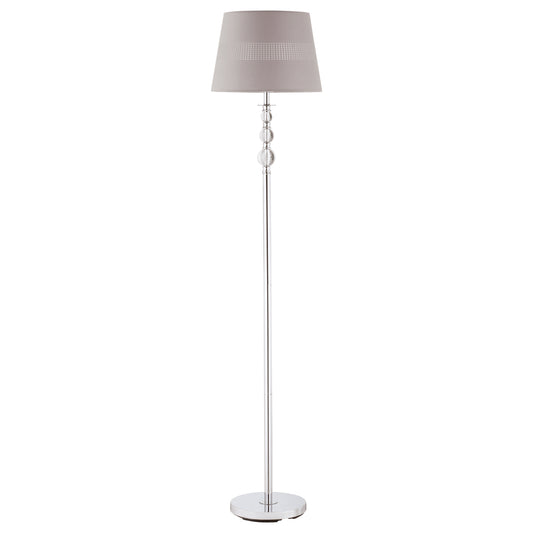 Floor Lamp with Hollow Out Fabric Shade, Chrome Base, Elegant Decoration for Bedroom, Living Room, Study, Grey