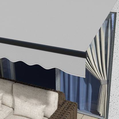 Outsunny 3.5 x 2.5m Aluminium Frame Electric Awning, Retractable Awning Sun Canopies for Patio Door Window, Light Grey
