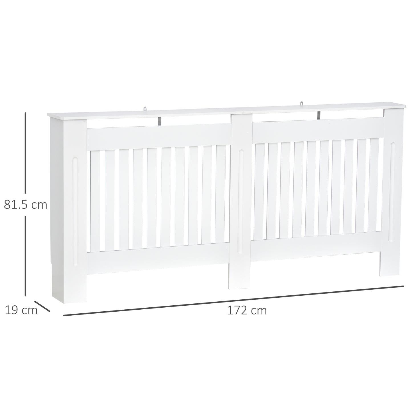 Slatted Radiator Cover Painted Cabinet MDF Lined Grill in White 172L x 19W x 81H cm