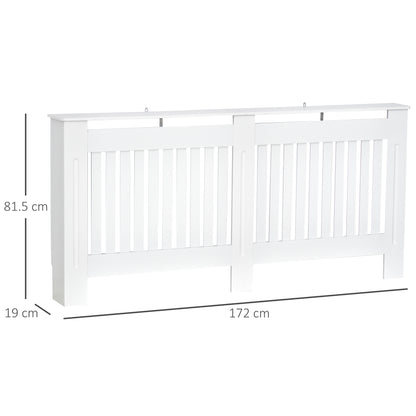 Slatted Radiator Cover Painted Cabinet MDF Lined Grill in White 172L x 19W x 81H cm