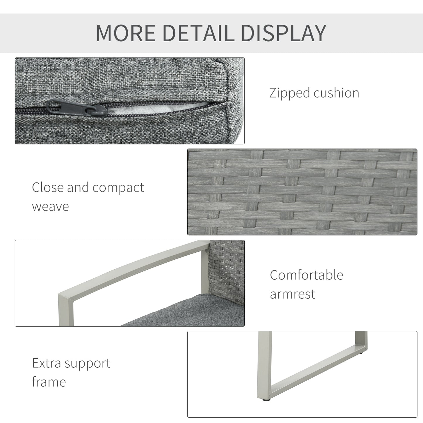 Outsunny 4 Piece PE Rattan Wicker Sofa Set Outdoor Conservatory Furniture Lawn Patio Coffee Table w/ Cushion, Grey