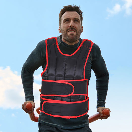 20kg Metal Sand Weight Adjustable Unisex Trainer Fitness Training Vest Black/Red