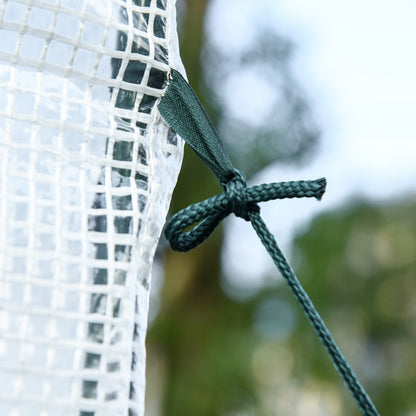 Outsunny Outdoor Walk-In Lean to Wall Greenhouse with Zippered Roll Up Door and PE Cover, 143L x 118W x 212Hcm, White
