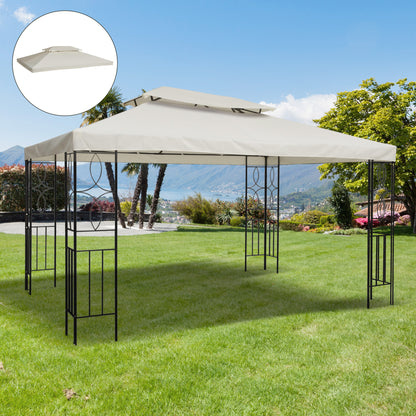 Outsunny 3x4m Gazebo Replacement Roof Canopy 2 Tier Top UV Cover Garden Patio Outdoor Sun Awning Shelters Cream (TOP ONLY)