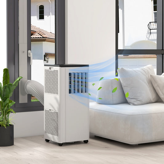 9,000 BTU Mobile Air Conditioner, 20m², Smart Home WiFi, with Dehumidifier, Fan, 24H Timer, Window Kit, White