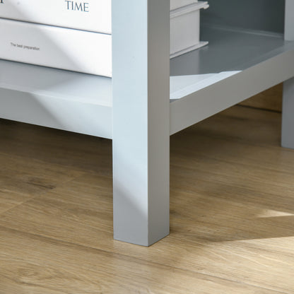 Bedside End Table Nightstand w/ Drawer Open Shelf Table Top Metal Handle Classic Home Stylish Furniture Grey