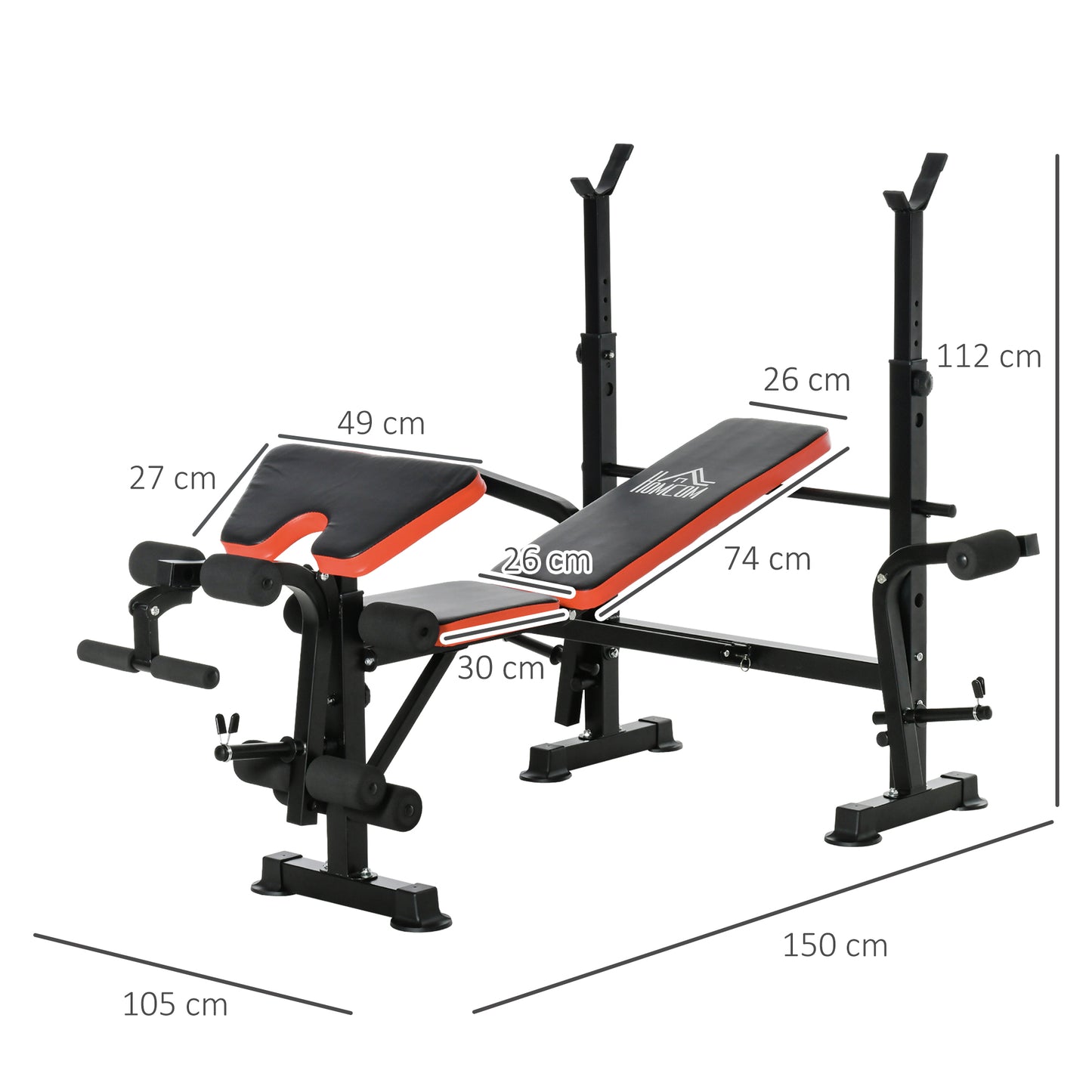Weight Bench with Leg Developer Barbell Rack for Weight Lifting and Strength Training Multifunctional Workout Station