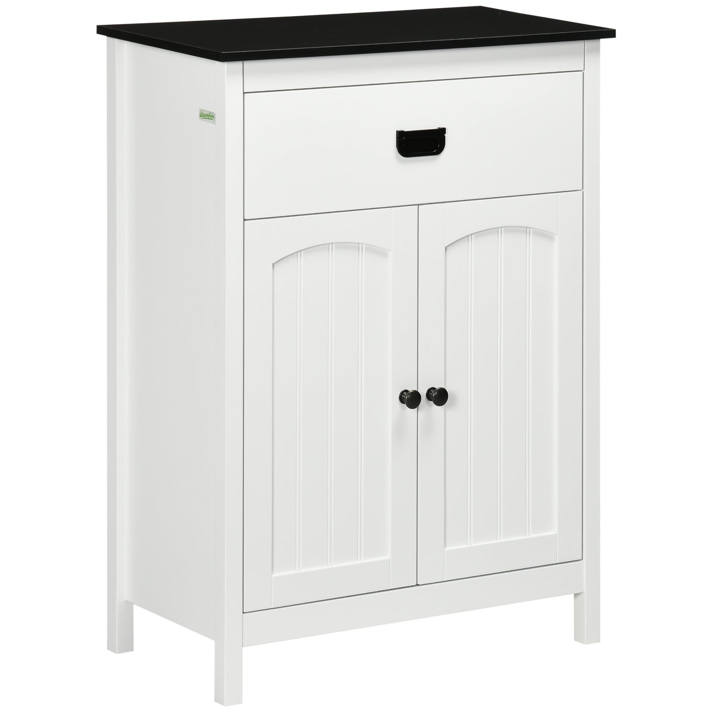Kleankin Bathroom Cabinet, Bathroom Storage Unit with Drawer, Double Door Cabinet, Adjustable Shelf for Living Room, White