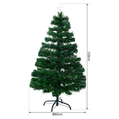 Prelit Christmas Tree Artificial Tree, Metal Base, Pre-Lit, 1.2m