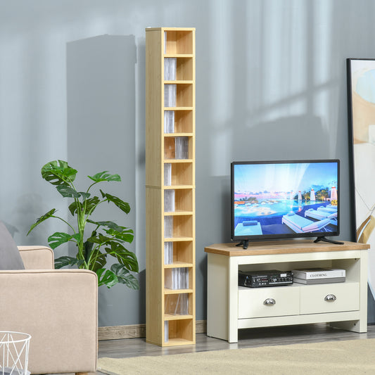 Media Storage Cabinet 204 CDs Shelf Tower Multimedia Organizer Rack Stand Bookcase Display Unit 12 Tier