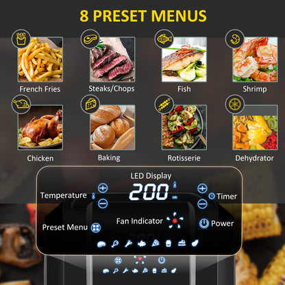 Air Fryer 1700W 6.5L Air Fryers Oven with Digital Display, Rapid Air Circulation, Adjustable Temperature, Timer and Nonstick Basket Black