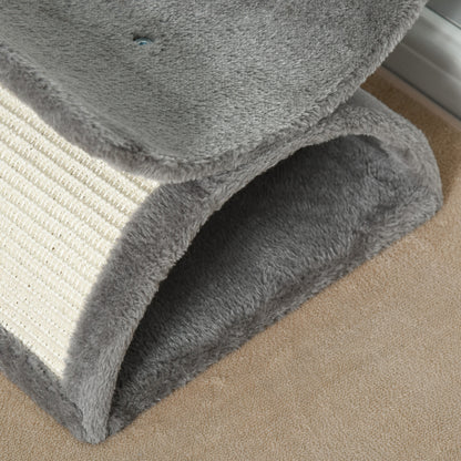 Pawhut Cat Scratching Post Cat Tree Kitten Scratcher Kitty Activity Play Centre Sisal Rotatable Top Bar Tunnel Dangling Ball Light Grey