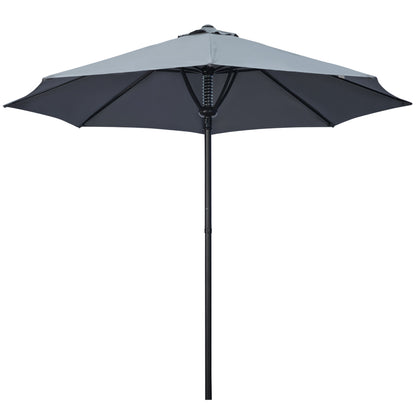 Outsunny Garden Parasol Umbrella, Outdoor Market Table Umbrella Sun Shade Canopy with 8 Ribs, Grey