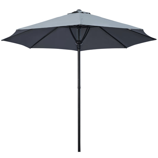 Outsunny Garden Parasol Umbrella, Outdoor Market Table Umbrella Sun Shade Canopy with 8 Ribs, Grey