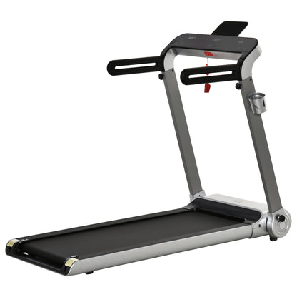 15km/h Electric Treadmill, 6-level Quick Speed Controls Folding Indoor Cardio Treadmill w/ LED Monitor, USB Port, Phone and Cup Holder, Silver