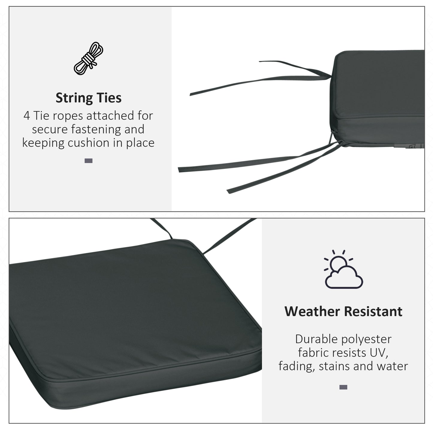 Outsunny Set of 6 Piece Chair Cushion, 42Lx42Wx5T cm - Grey