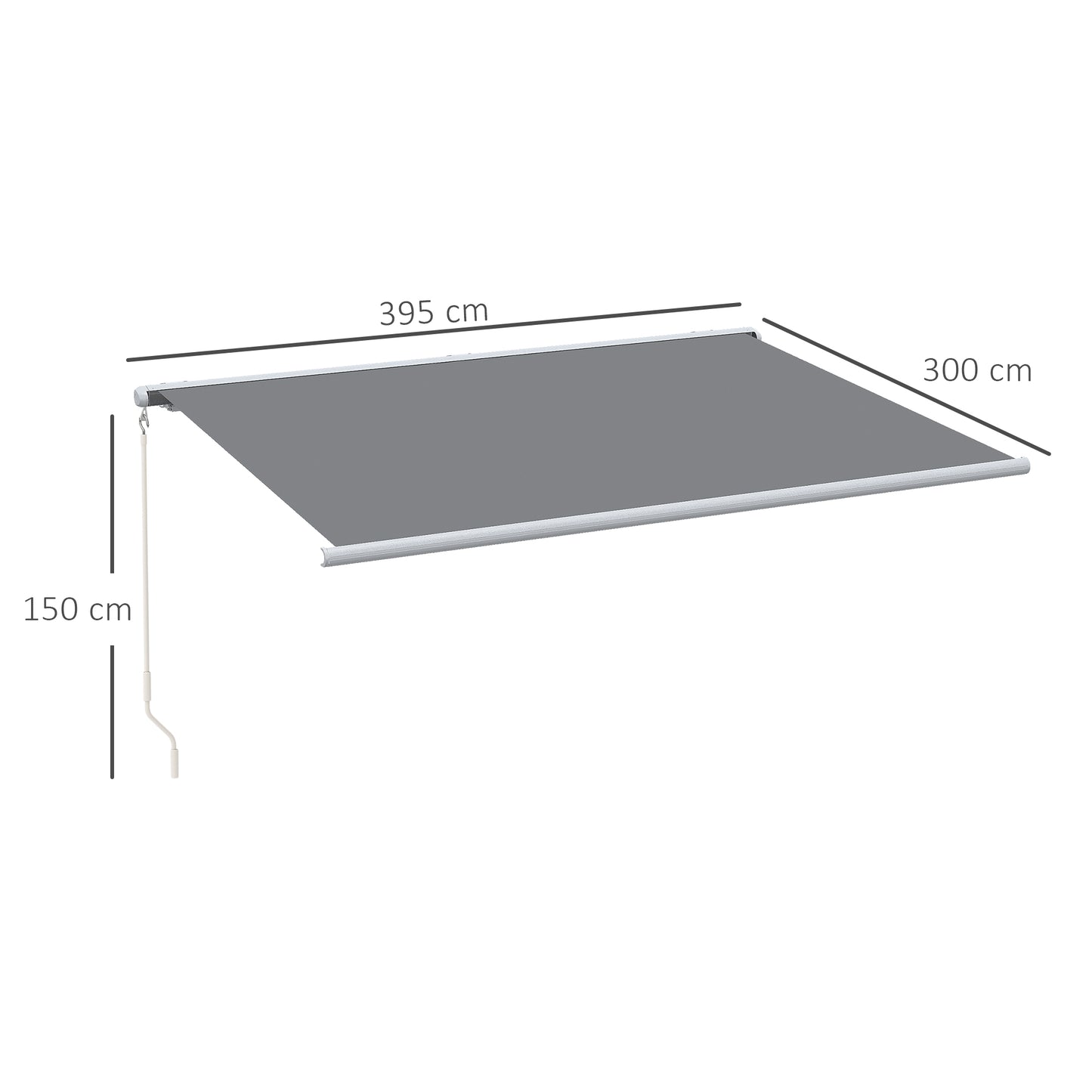 Outsunny 4 x 3 m Full Cassette Electric/Manual Retractable Awning, Sun Canopies for Patio Door Window with Remote Controller, Grey