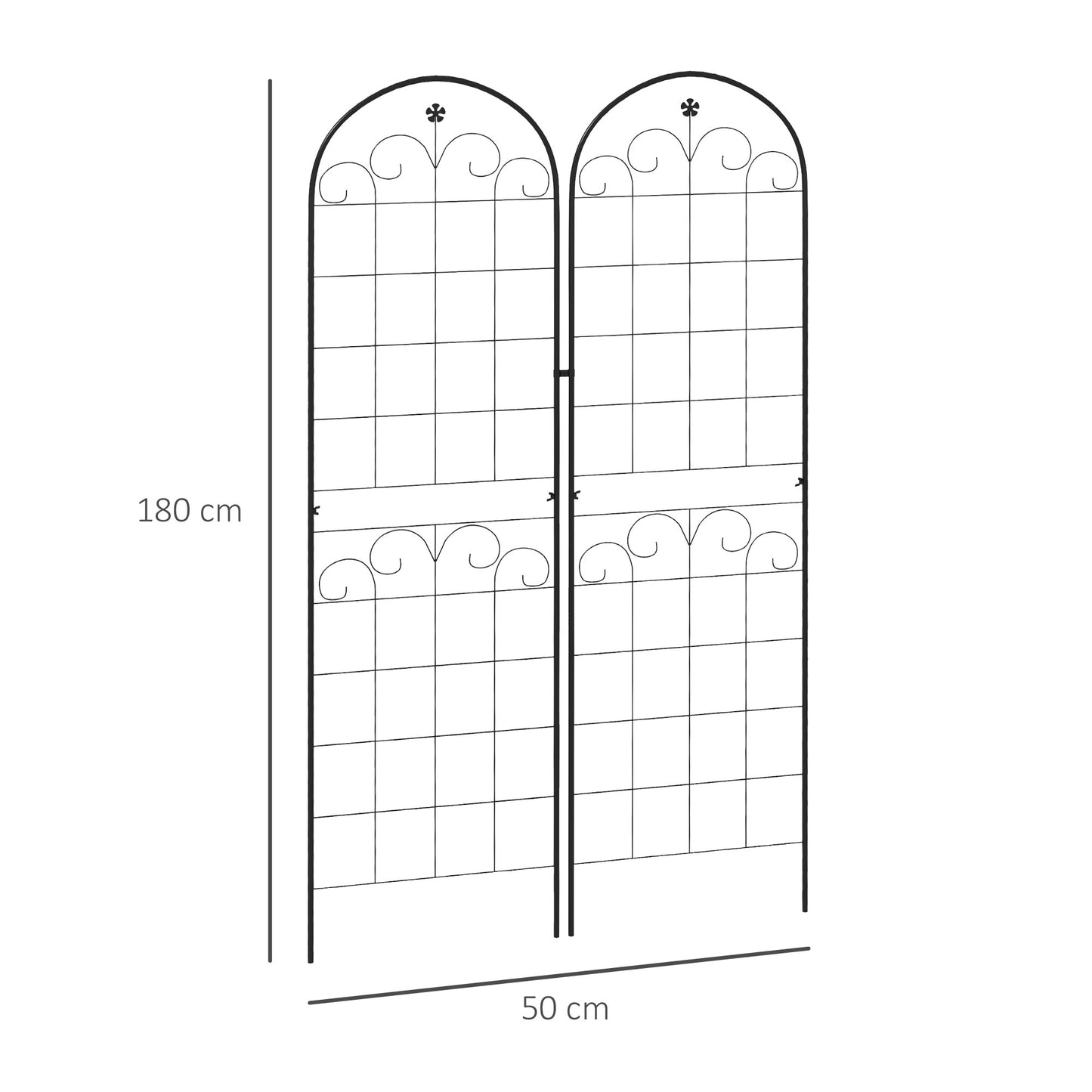 Outsunny Metal Trellis Set of 2, Garden Trellis for Climbing Plants Support Frames, Floral Design