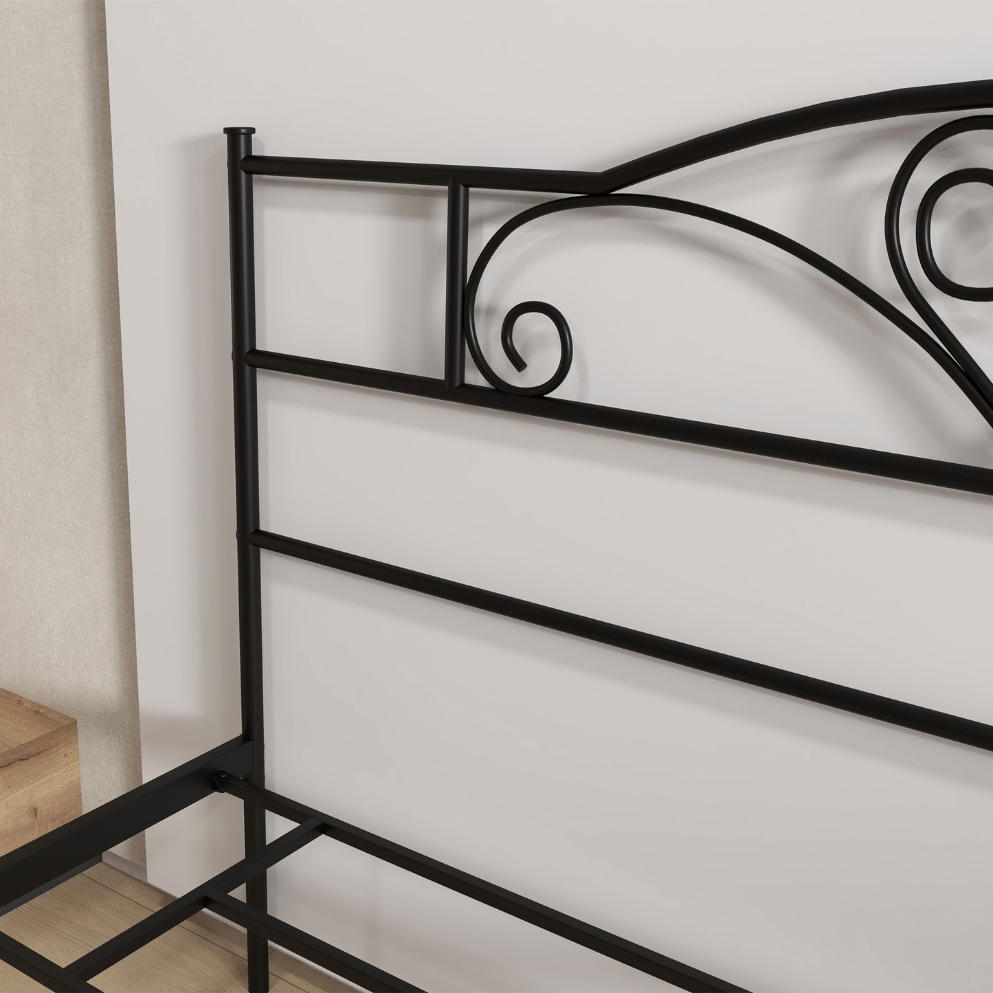 King Size Bed Frame, 5ft4 Metal Bed Base with Headboard and Footboard, 31cm Underneath Storage Space for Bedroom