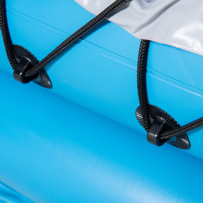 Outsunny Inflatable Kayak 2-Person Inflatable Boat Canoe Set w/ Air Pump, Aluminium Oars, Blue, 330x105x50cm