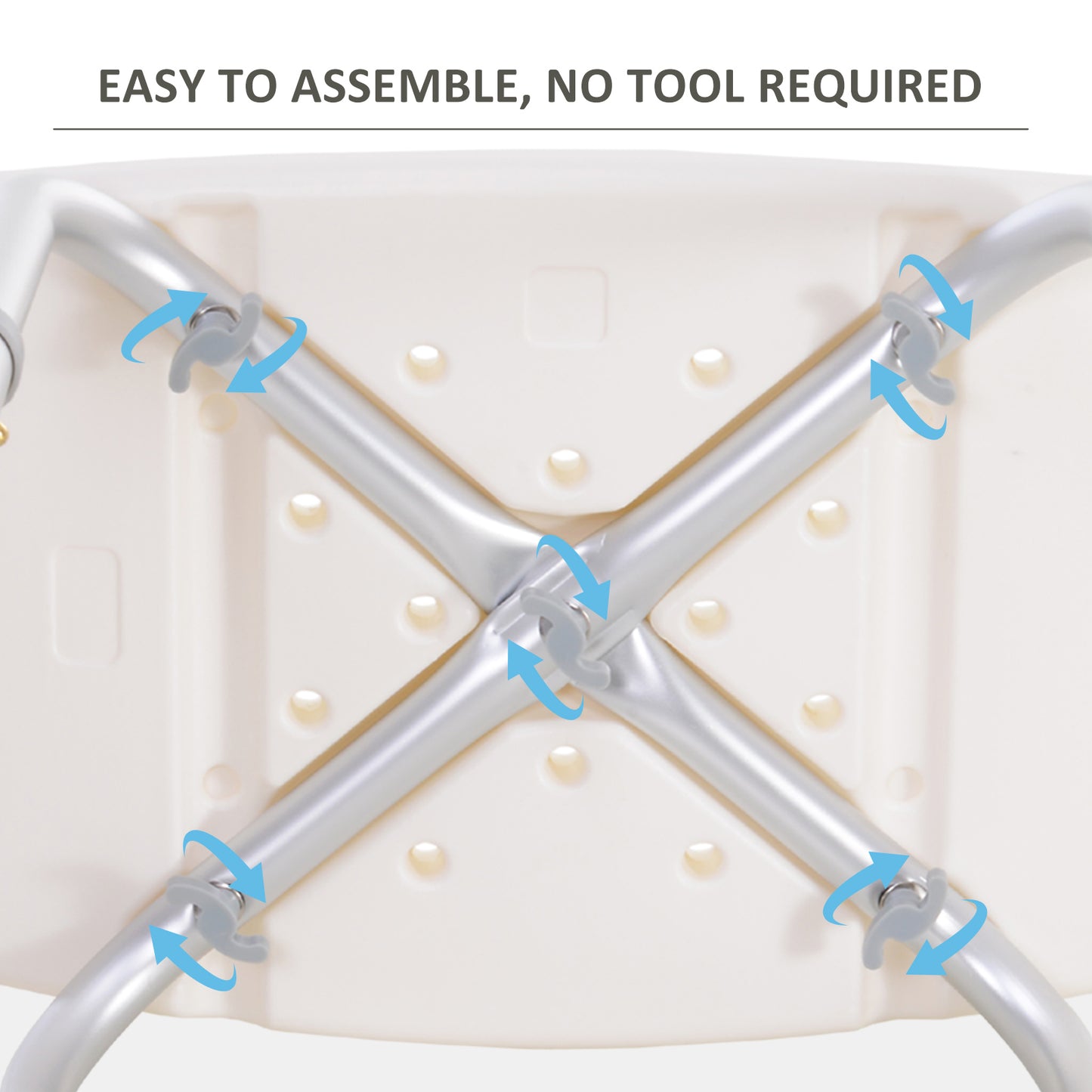 Rectangular Adjustable Height Stabilized Shower Seat Bath Stool Chair