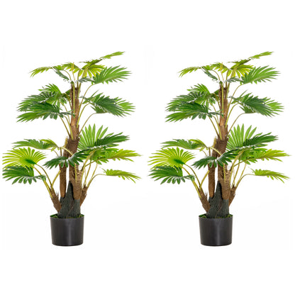 2 Pack Artificial Plant Palm Tree in Pot, Fake Plants for Home Indoor Outdoor Decor, 135cm, Green