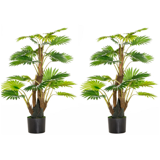 2 Pack Artificial Plant Palm Tree in Pot, Fake Plants for Home Indoor Outdoor Decor, 135cm, Green
