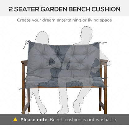 Outsunny 2 Seater Bench Cushion, Garden Chair Cushion with Back and Ties for Indoor and Outdoor Use, 98 x 100 cm