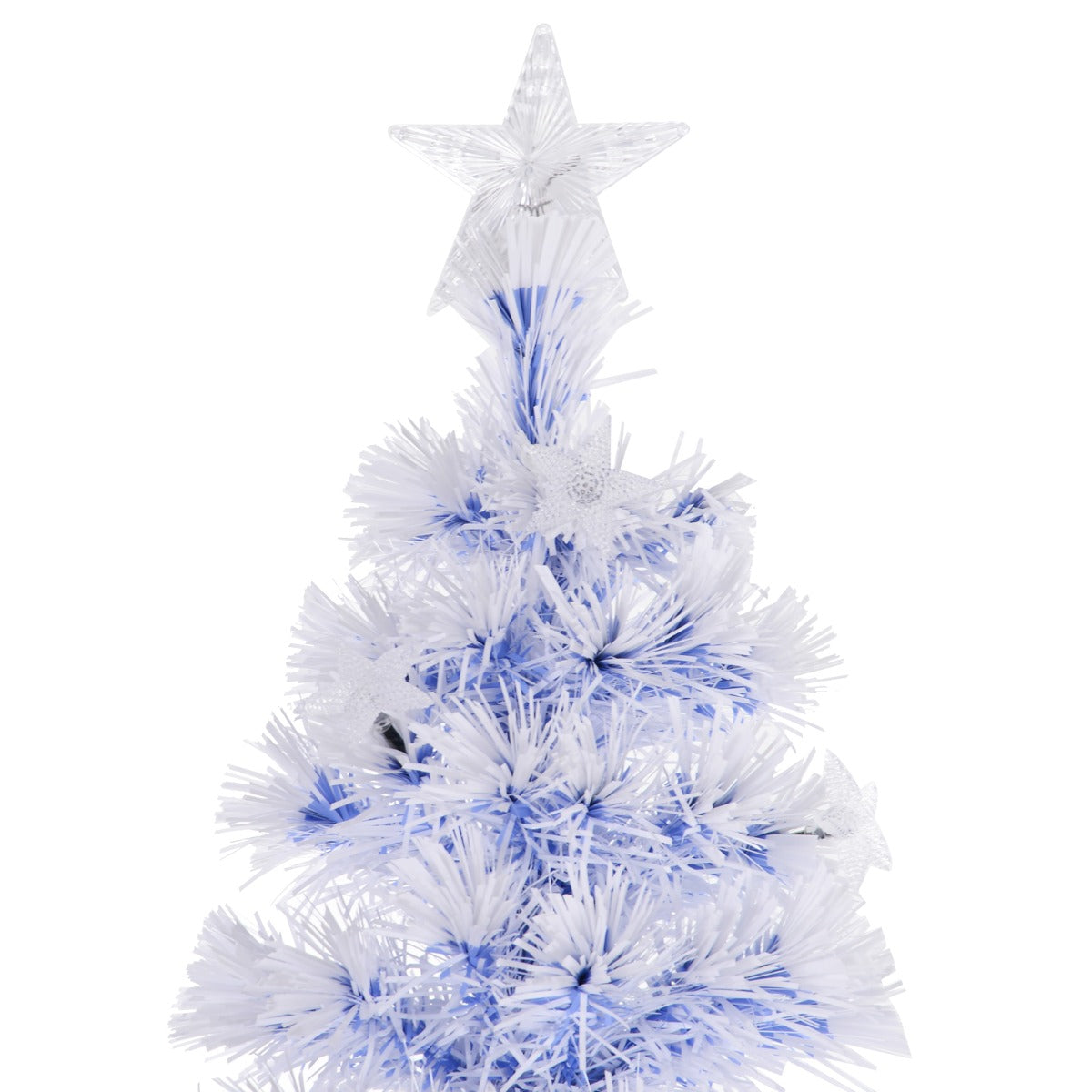 Artificial Fibre Optic Christmas Tree With 26 LED Lights Pre-Lit White Blue 6FT
