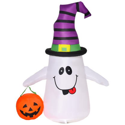 1.2m Witch Ghost Halloween Inflatable Decoration w/ LED Lights Fan Accessories Pumpkin Lantern Fun Weather-Resistant