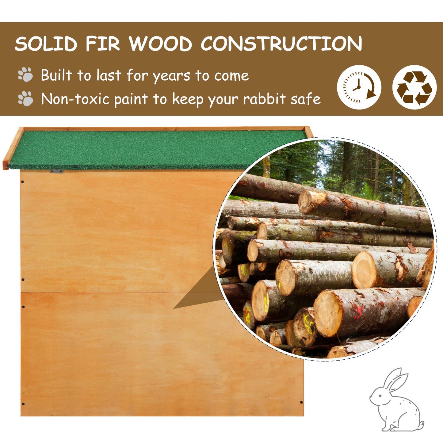 Pawhut Wooden  90cm 2 Tiers Rabbit Hutch Enclosure