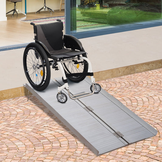 Folding Aluminium Anti-Corrosive Alloy Frame Skid Proof Assist Ramp With Handle 40"