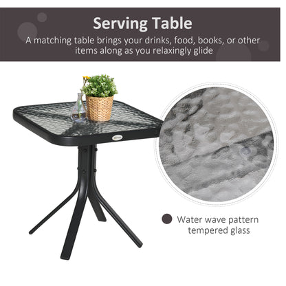 Outsunny Glider Rocking Chair & Table Set 2 Single Seaters Rocker Garden Swing Chair Patio Furniture Bistro Set