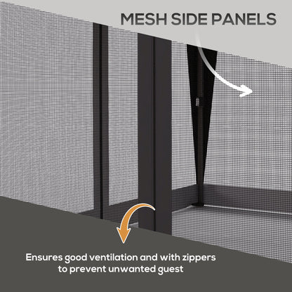 Outsunny 3 x 3(m) Pop Up Gazebo with Mosquito Netting, 1 Person Easy up Marquee Party Tent 1-Button Push Double Roof Carry Bag, Sandbags Grey
