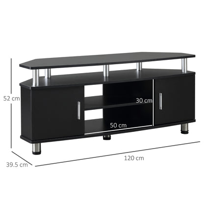 TV Unit with Storage for TVs up to 55 Inches with 2 Storage Shelves and 2 Cupboards, Entertainment Center for Living Room, Black