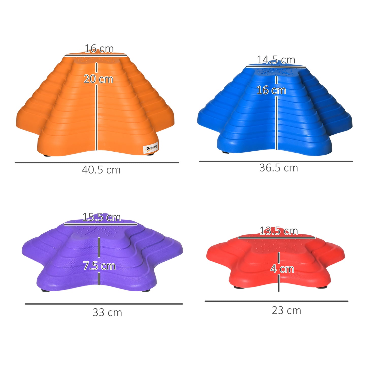 Outsunny 11 Piece Balance Stepping Stones for Kids Starfish Style Non-slip Obstacle Course Stackable Balance Blocks Encourage Toddler Balance