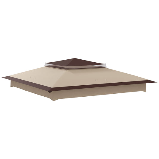 Outsunny Pop up Gazebo Cover, 2-Tier Gazebo Roof Replacement for 3.25m x 3.25m Frame, 30+ UV Protection, Beige
