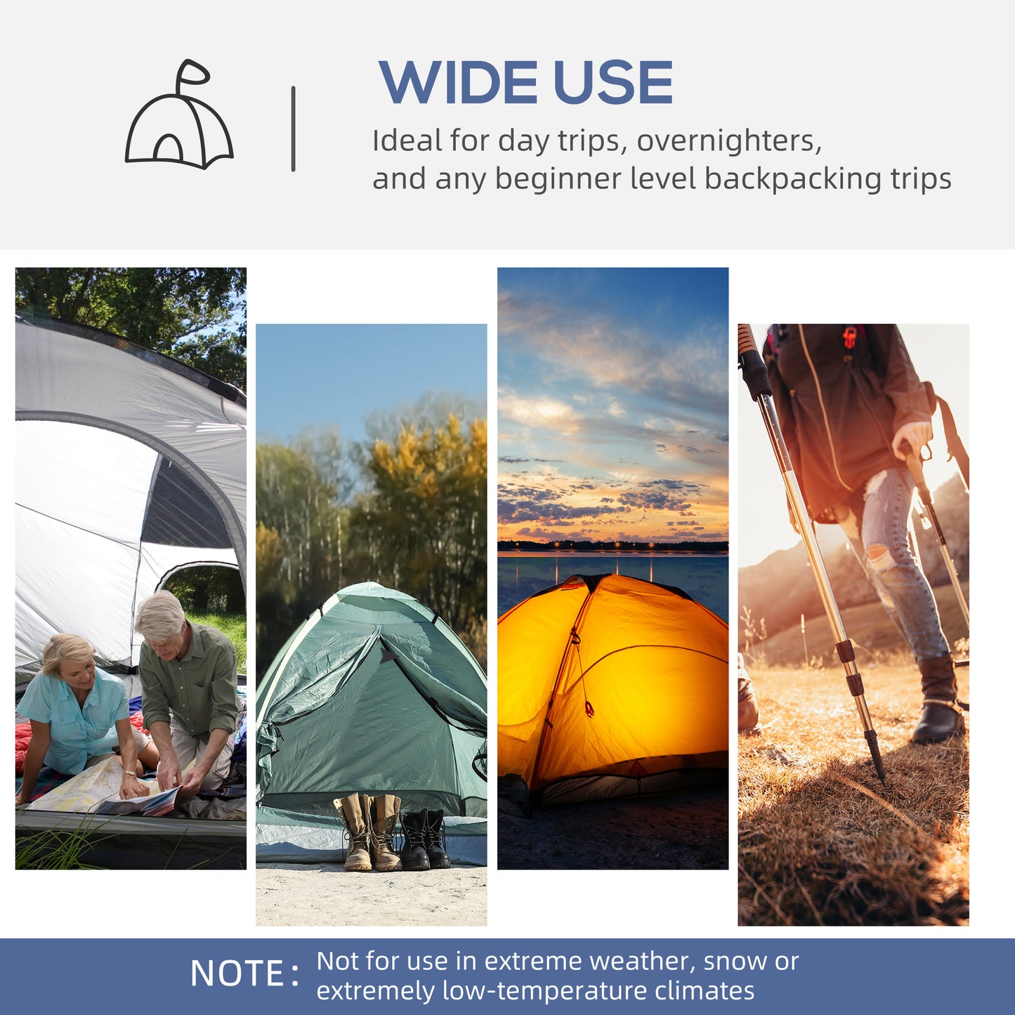 Outsunny Dome Tent for 6-8 Person, Camping Tent with 4 Zipped Mesh Doors, Removable Polyester Cloth, Lamp Hook, Portable Carry Bag, White and Blue