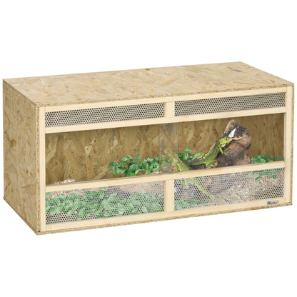 Reptile Terrarium Vivarium, Climbing Pet Containers, Reptile Habitat, with Sliding Doors, Breathable Mesh for Lizards Horned Frogs