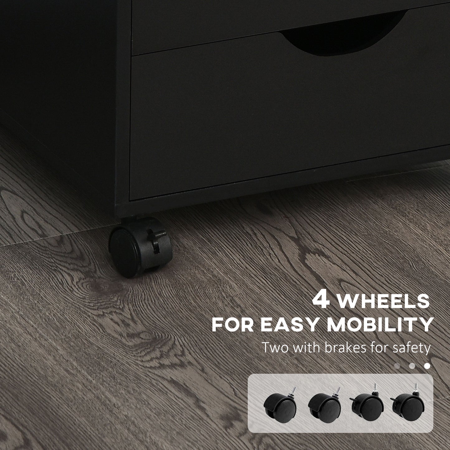 5 Drawer Mobile Filing Cabinet, Vertical File Cabinet, Modern Rolling Printer Stand for Home Office, Black