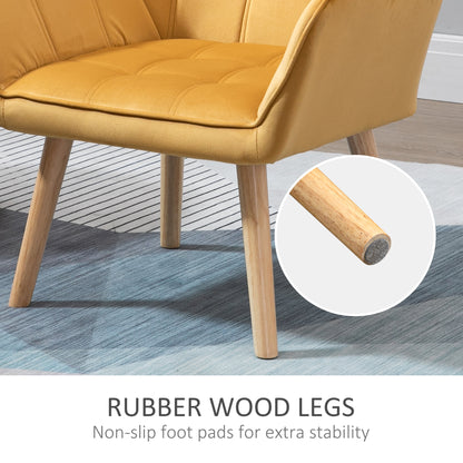 Armchair Accent Chair Wide Arms Slanted Back Padding Iron Frame Wooden Legs Home Bedroom Furniture Seating Set of 2 Yellow