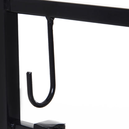 Outsunny Firewood Stand Log Rack Holder 84cm with 4-PC Fireplace Tools Set, Indoor Outdoor, Metal, Black