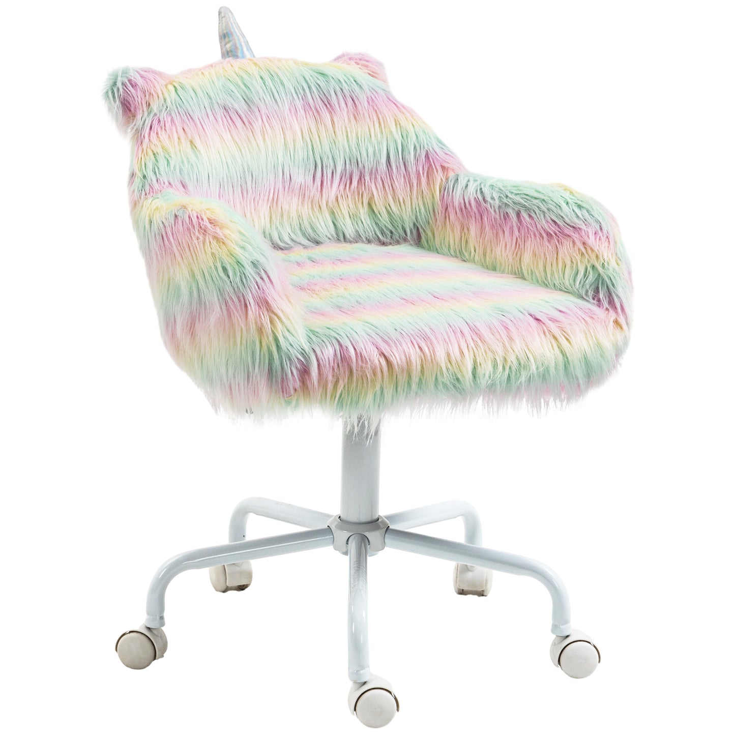 Vinsetto Unicorn Home Office Chair, Height Adjustable Fluffy Desk Chair, Colourful