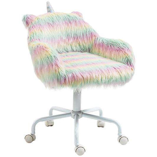 Vinsetto Unicorn Home Office Chair, Height Adjustable Fluffy Desk Chair, Colourful