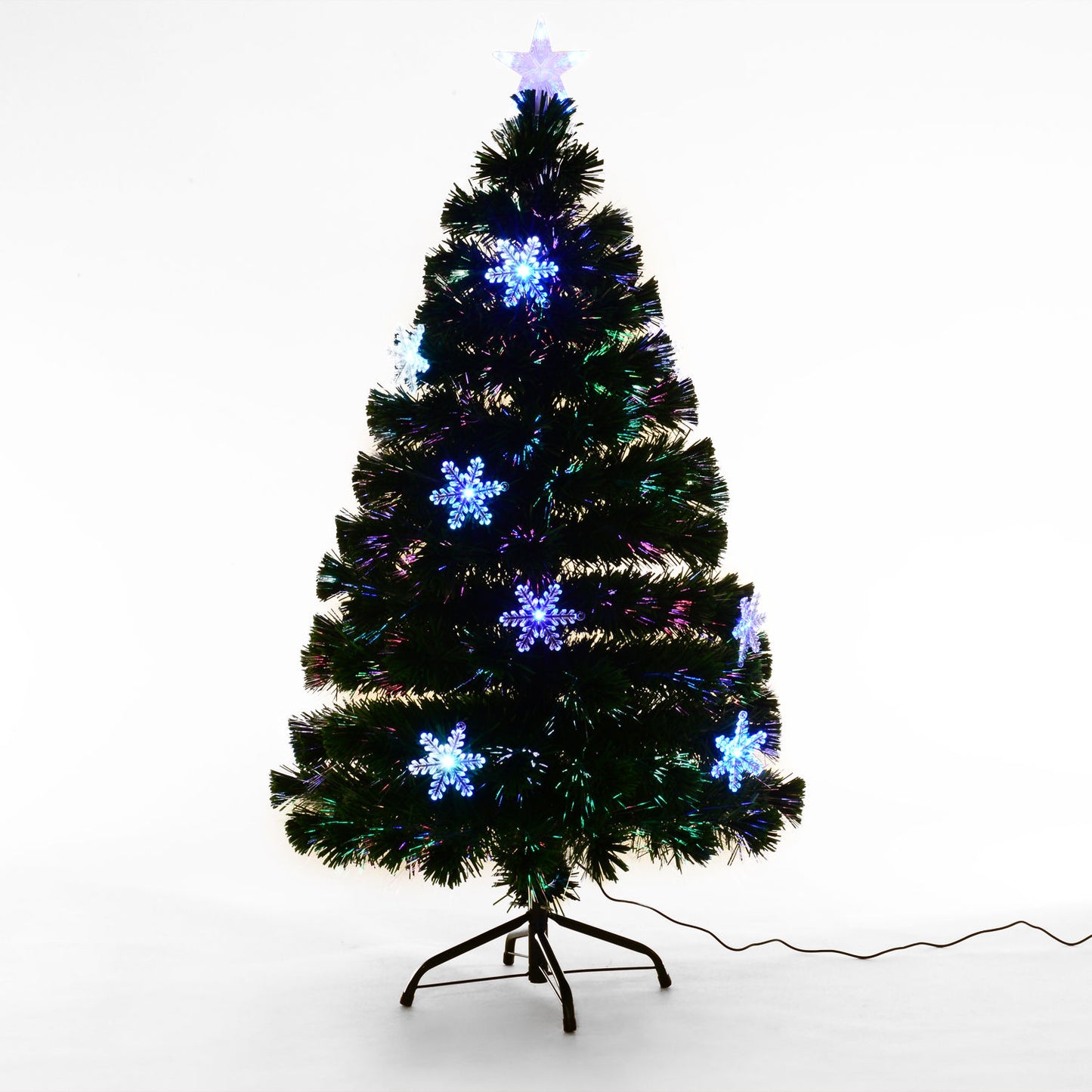 4ft Prelit Christmas Tree Artificial Tree 120cm With Show Flakes Lights, Green