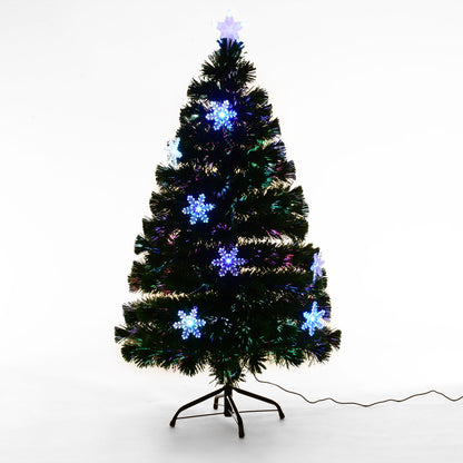 4ft Prelit Christmas Tree Artificial Tree 120cm With Show Flakes Lights, Green
