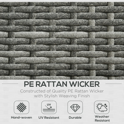 3 Pieces Rattan Garden Furniture 4 Seater Outdoor Patio Corner Sofa Chair Set with Coffee Table Thick Cushions Grey