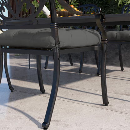 Outsunny 4-Piece Seat Cushion Pillows Replacement, Patio Chair Cushions Set with Ties for Indoor Outdoor, Charcoal Grey